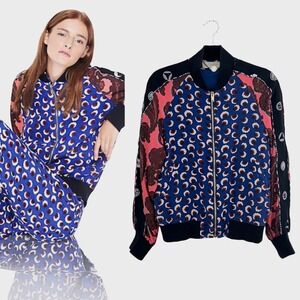 Stella McCartney 100% Silk Floral Paisley Print Bomber Jacket Size 40 S